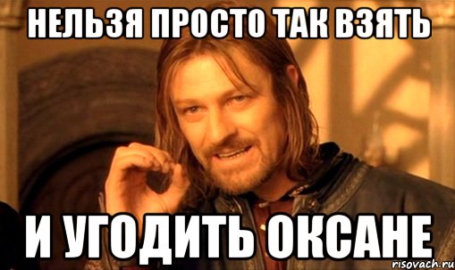 нельзя просто так взять и угодить оксане, Мем Нельзя просто так взять и (Боромир мем)