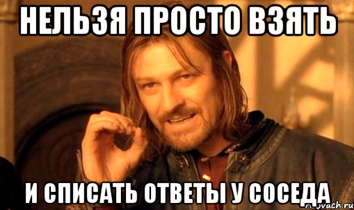 нельзя просто взять и списать ответы у соседа, Мем Нельзя просто так взять и (Боромир мем)