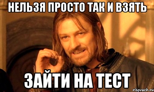 нельзя просто так и взять зайти на тест, Мем Нельзя просто так взять и (Боромир мем)