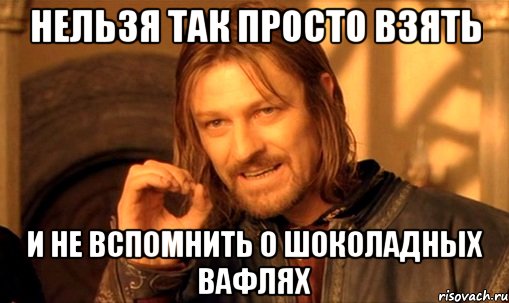 нельзя так просто взять и не вспомнить о шоколадных вафлях, Мем Нельзя просто так взять и (Боромир мем)