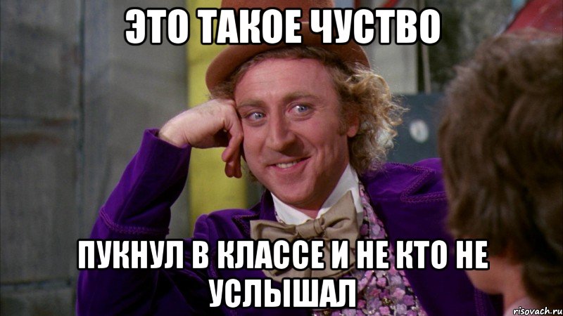 это такое чуство пукнул в классе и не кто не услышал, Мем Ну давай расскажи (Вилли Вонка)