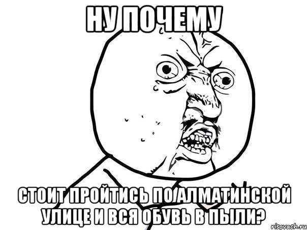 ну почему стоит пройтись по алматинской улице и вся обувь в пыли?, Мем Ну почему (белый фон)