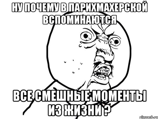 ну почему в парихмахерской вспоминаются все смешные моменты из жизни ?, Мем Ну почему (белый фон)