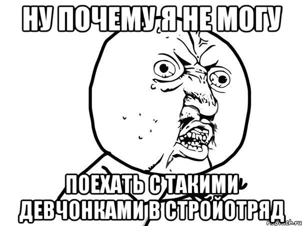 ну почему я не могу поехать с такими девчонками в стройотряд, Мем Ну почему (белый фон)