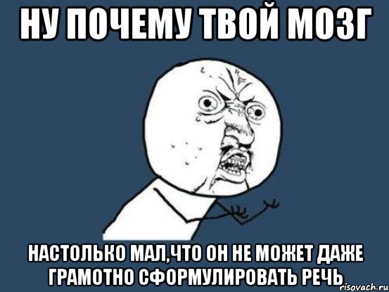 ну почему твой мозг настолько мал,что он не может даже грамотно сформулировать речь, Мем Ну почему