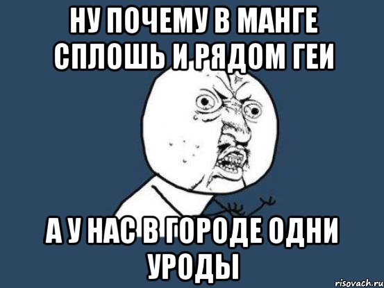 ну почему в манге сплошь и рядом геи а у нас в городе одни уроды, Мем Ну почему