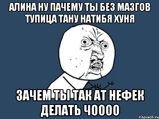 алина ну пачему ты без мазгов тупица тану натибя хуня зачем ты так ат нефек делать чоооо, Мем Ну почему