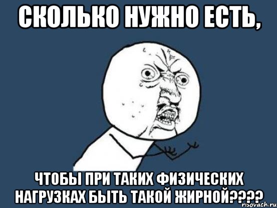 сколько нужно есть, чтобы при таких физических нагрузках быть такой жирной???, Мем Ну почему