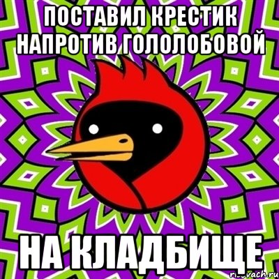 поставил крестик напротив гололобовой на кладбище, Мем Омская птица