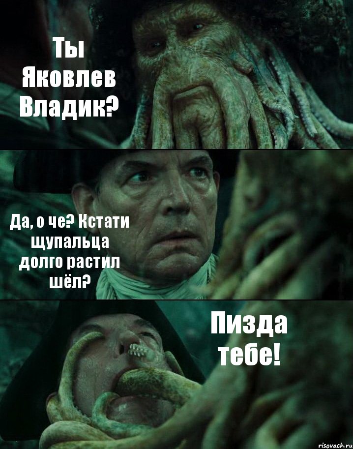 Ты Яковлев Владик? Да, о че? Кстати щупальца долго растил шёл? Пизда тебе!, Комикс Пираты Карибского моря