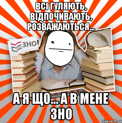 всі гуляють, відпочивають, розважаються... а я що... а в мене зно, Мем Покерфейс