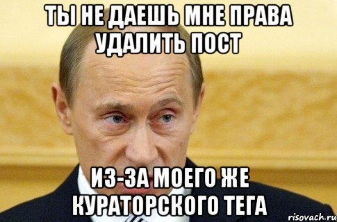 ты не даешь мне права удалить пост из-за моего же кураторского тега, Мем путин