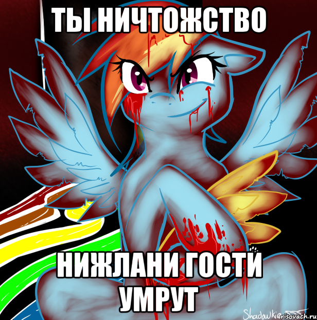 ты ничтожство нижлани гости умрут, Мем RAINBOW FACTORY DASH