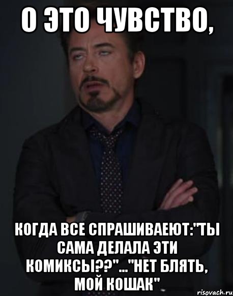 о это чувство, когда все спрашиваеют:"ты сама делала эти комиксы??"..."нет блять, мой кошак", Мем твое выражение лица