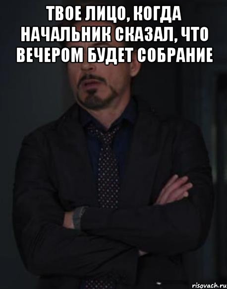 твое лицо, когда начальник сказал, что вечером будет собрание , Мем твое выражение лица