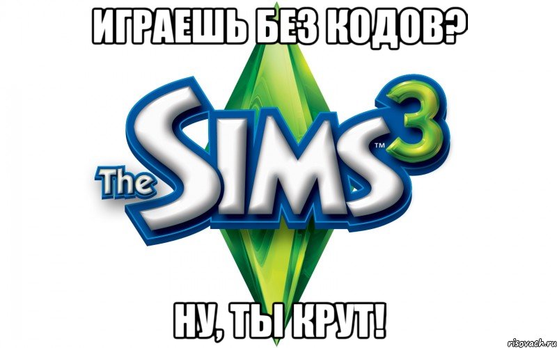 играешь без кодов? ну, ты крут!, Мем Sims 3 знает ваши желания