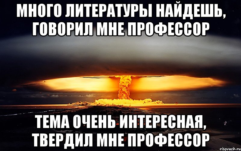 много литературы найдешь, говорил мне профессор тема очень интересная, твердил мне профессор, Мем сказали они