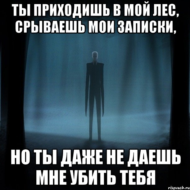 ты приходишь в мой лес, срываешь мои записки, но ты даже не даешь мне убить тебя, Мем слендер