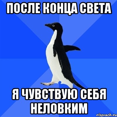 после конца света я чувствую себя неловким, Мем  Социально-неуклюжий пингвин