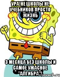 ура!не школы не учебников просто жизнь 3 месяца без школы и самое ужасное "алгибра"!, Мем спанч боб