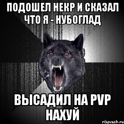 подошел некр и сказал что я - нубоглад высадил на pvp нахуй, Мем Сумасшедший волк