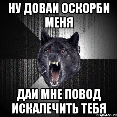 ну доваи оскорби меня даи мне повод искалечить тебя, Мем Сумасшедший волк