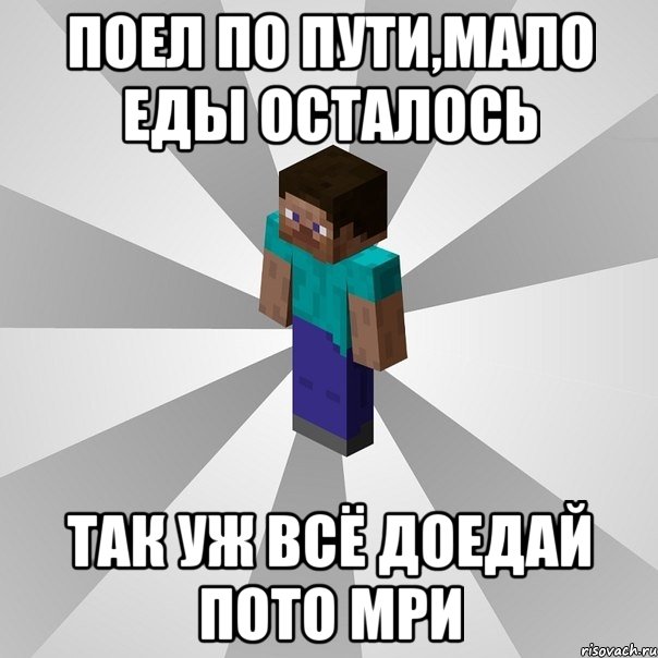 поел по пути,мало еды осталось так уж всё доедай пото мри, Мем Типичный игрок Minecraft