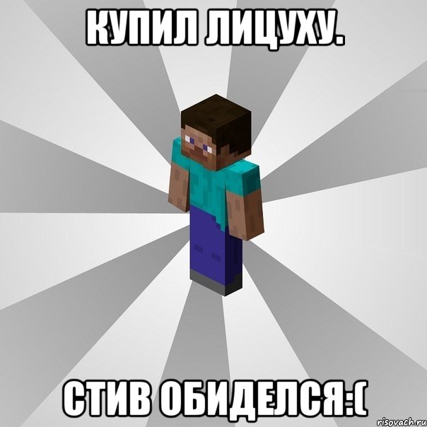 купил лицуху. стив обиделся:(, Мем Типичный игрок Minecraft