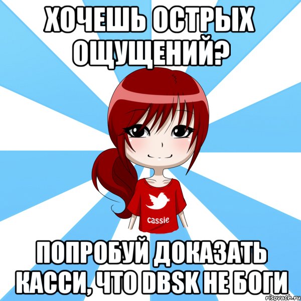 хочешь острых ощущений? попробуй доказать касси, что dbsk не боги, Мем типичный твиттерский касси