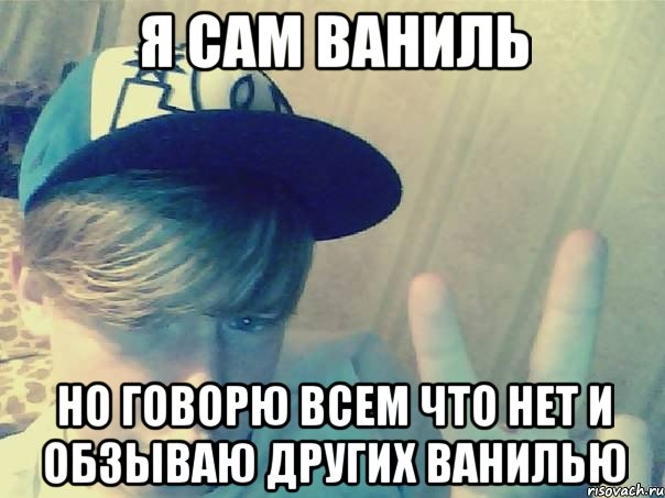 я сам ваниль но говорю всем что нет и обзываю других ванилью, Мем Типичный ванильный дебил