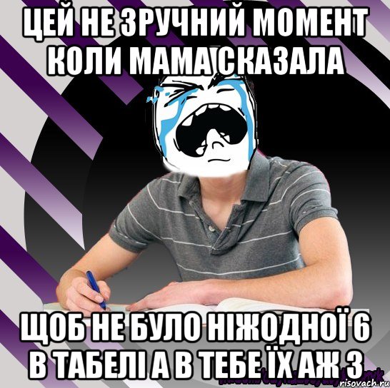 цей не зручний момент коли мама сказала щоб не було ніжодної 6 в табелі а в тебе їх аж 3