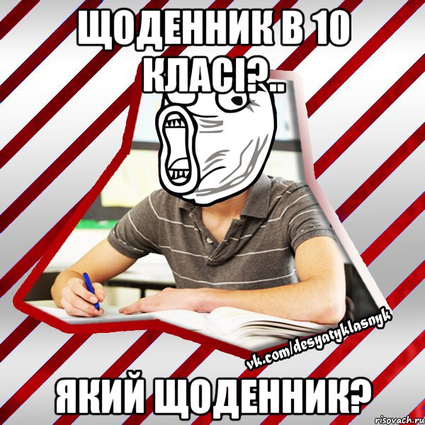 щоденник в 10 класі?.. який щоденник?, Мем Типовий десятикласник