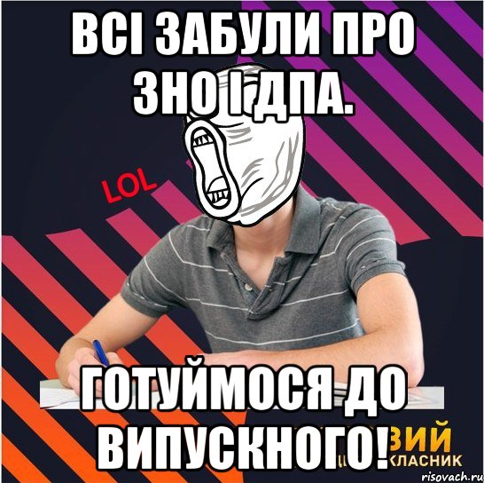 всі забули про зно і дпа. готуймося до випускного!, Мем Типовий одинадцятикласник