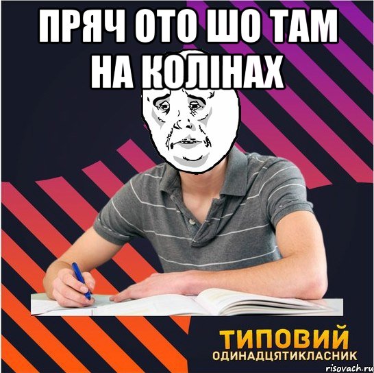 пряч ото шо там на колінах , Мем Типовий одинадцятикласник