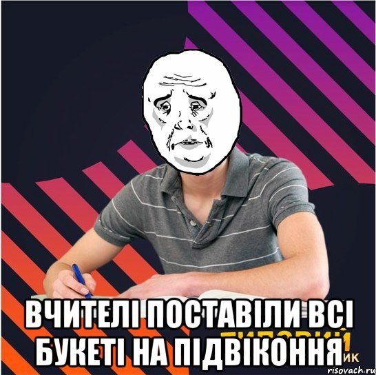  вчителі поставіли всі букеті на підвіконня, Мем Типовий одинадцятикласник