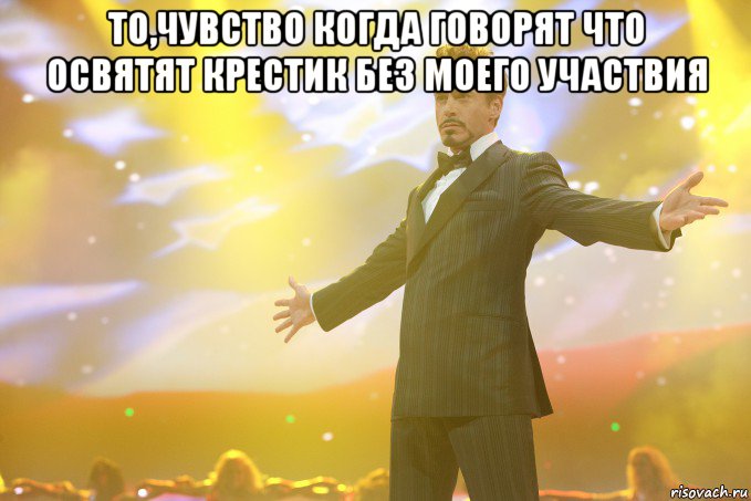 то,чувство когда говорят что освятят крестик без моего участвия , Мем Тони Старк (Роберт Дауни младший)