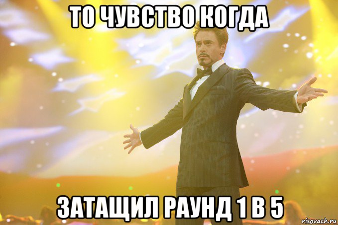 то чувство когда затащил раунд 1 в 5, Мем Тони Старк (Роберт Дауни младший)