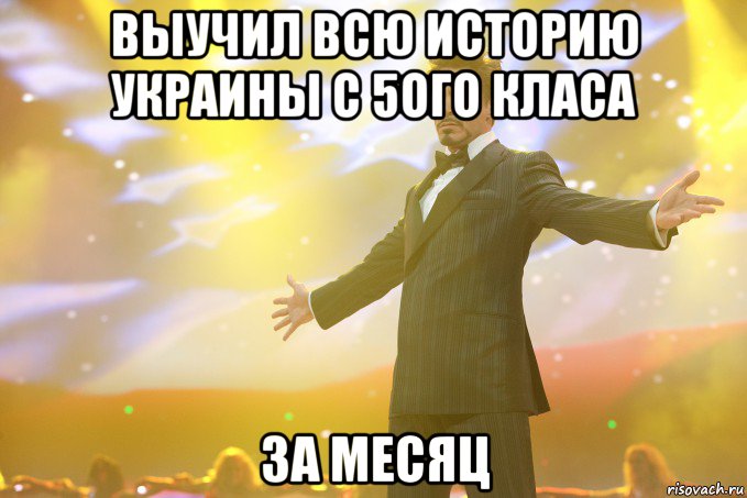 выучил всю историю украины с 5ого класа за месяц, Мем Тони Старк (Роберт Дауни младший)