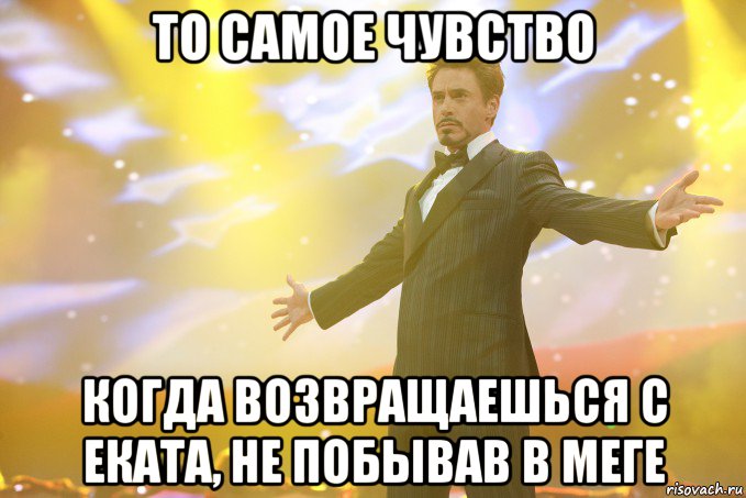 то самое чувство когда возвращаешься с еката, не побывав в меге, Мем Тони Старк (Роберт Дауни младший)