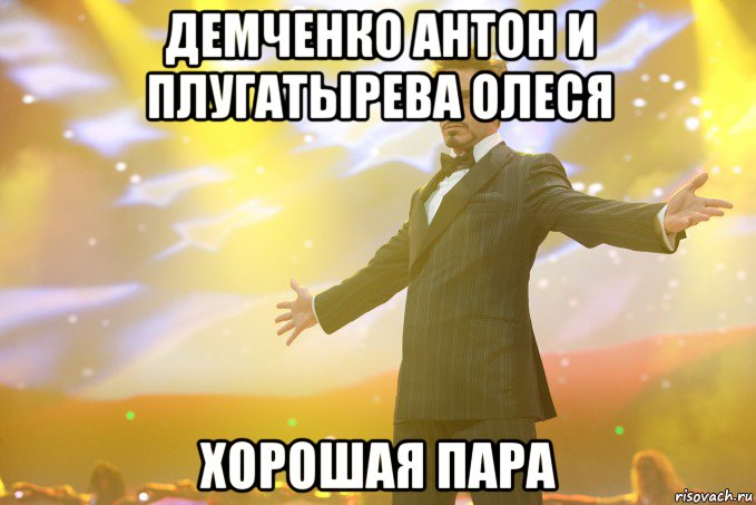 демченко антон и плугатырева олеся хорошая пара, Мем Тони Старк (Роберт Дауни младший)