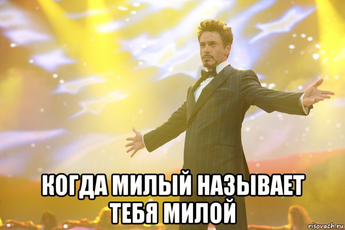 когда милый называет тебя милой, Мем Тони Старк (Роберт Дауни младший)