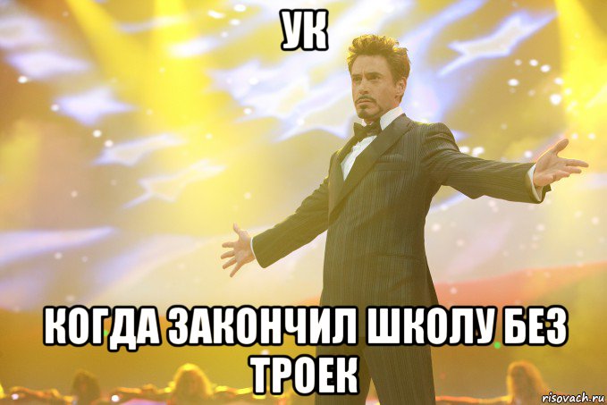 ук когда закончил школу без троек, Мем Тони Старк (Роберт Дауни младший)
