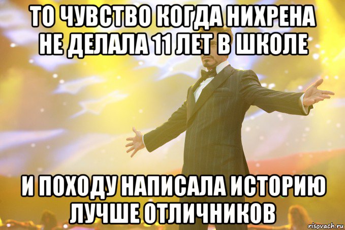 то чувство когда нихрена не делала 11 лет в школе и походу написала историю лучше отличников