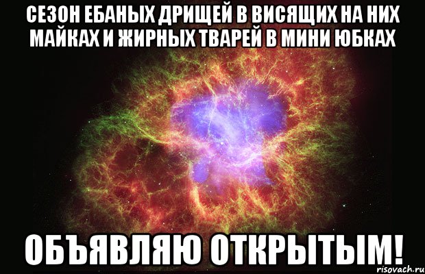 сезон ебаных дрищей в висящих на них майках и жирных тварей в мини юбках объявляю открытым!, Мем Туманность