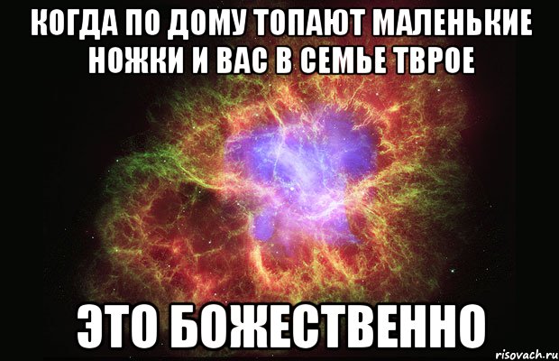 когда по дому топают маленькие ножки и вас в семье тврое это божественно, Мем Туманность