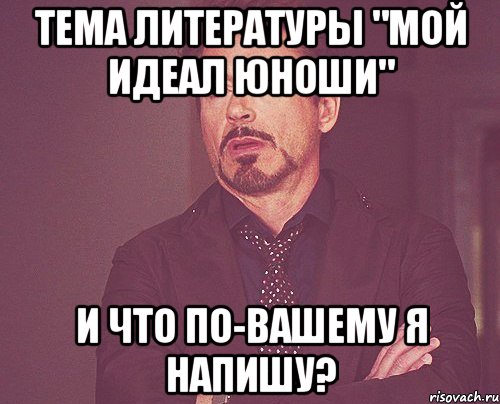 тема литературы "мой идеал юноши" и что по-вашему я напишу?, Мем твое выражение лица