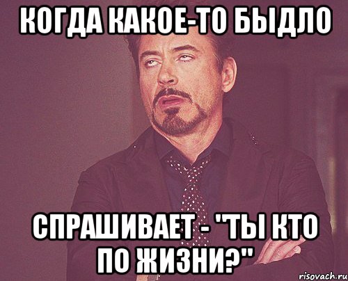 когда какое-то быдло спрашивает - "ты кто по жизни?", Мем твое выражение лица