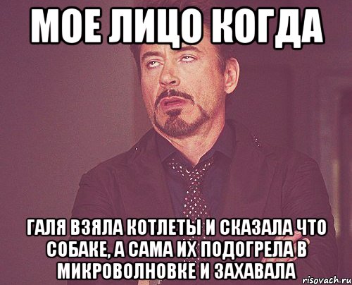 мое лицо когда галя взяла котлеты и сказала что собаке, а сама их подогрела в микроволновке и захавала, Мем твое выражение лица