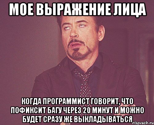 мое выражение лица когда программист говорит, что пофиксит багу через 20 минут и можно будет сразу же выкладываться, Мем твое выражение лица