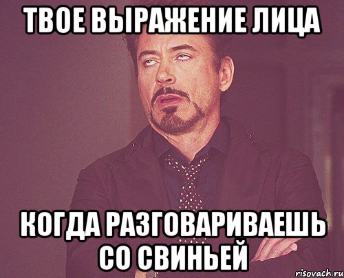 твое выражение лица когда разговариваешь со свиньей, Мем твое выражение лица